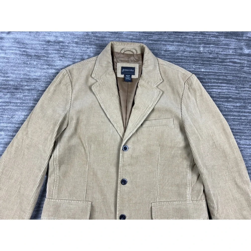 St. John's Bay Blazer Mens Medium Tan Corduroy Sport‎ Coat 3-Button Side Vent